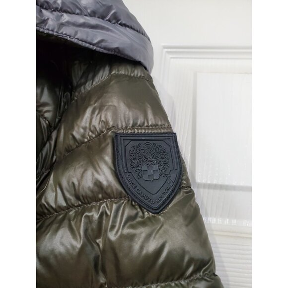 Vince Camuto Duck Down/Nylon Olive Green Puffer Jacket Hoodie Women's True Sz 10 - Picture 3 of 11